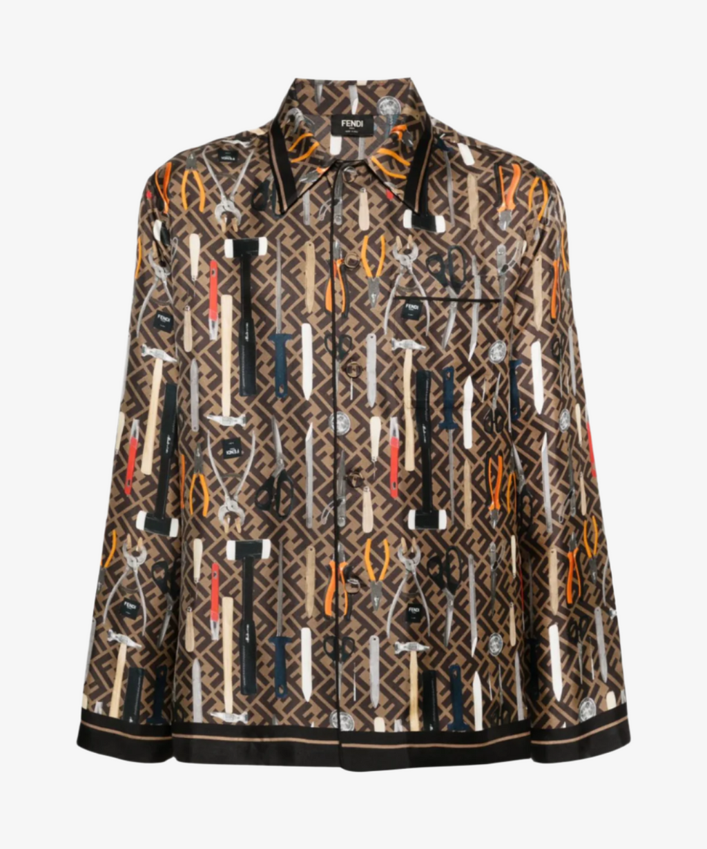 洗練されたデザイン【FENDI】Chemise シルクメッシュシャツ シャツ シルク ブラウン | Fendi