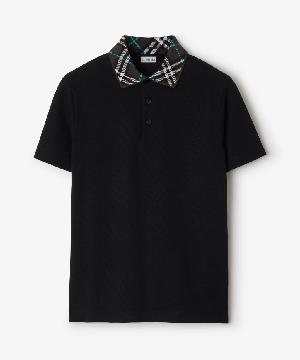 Tシャツ・カットソー BURBERRY Check T-shirt with collar Check Collar Cotton Polo Shirt in Black | Burberry® Official