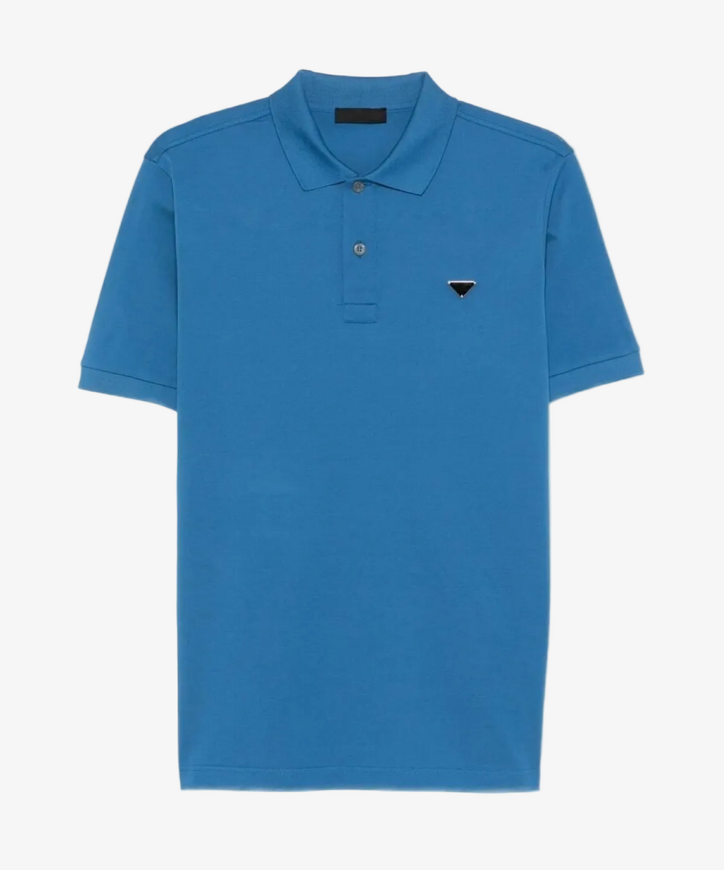 トップス prada black triangle logo polo shirt Prada Men's Pique Polo Short-Sleeve Shirt | Neiman Marcus