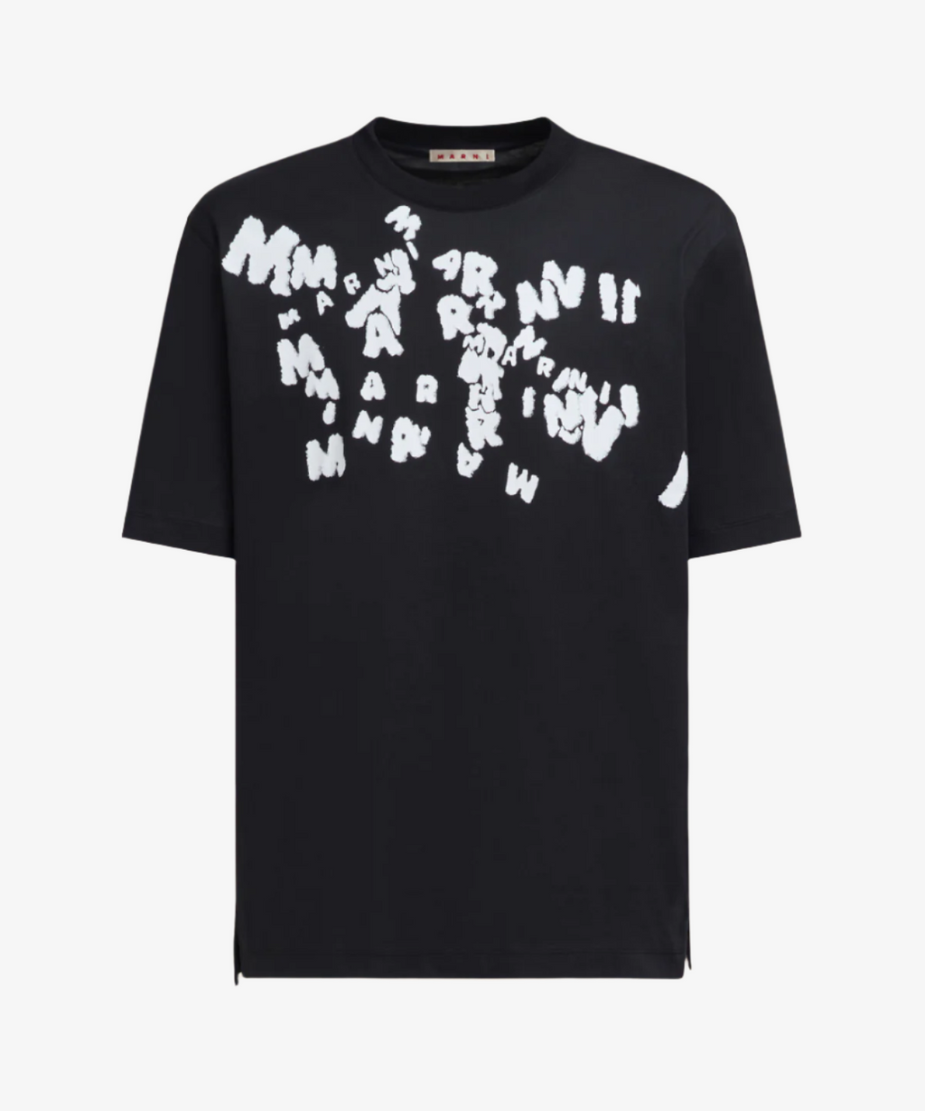 【MARNI】Printed Caos Logo Tシャツ ブラック Black 'Marni' Caos Logo T-shirt by Marni on Sale