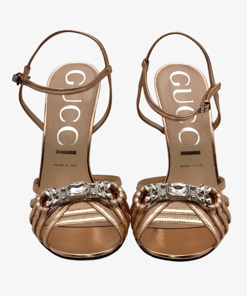 Gucci Rose Gold Metallic Sandals