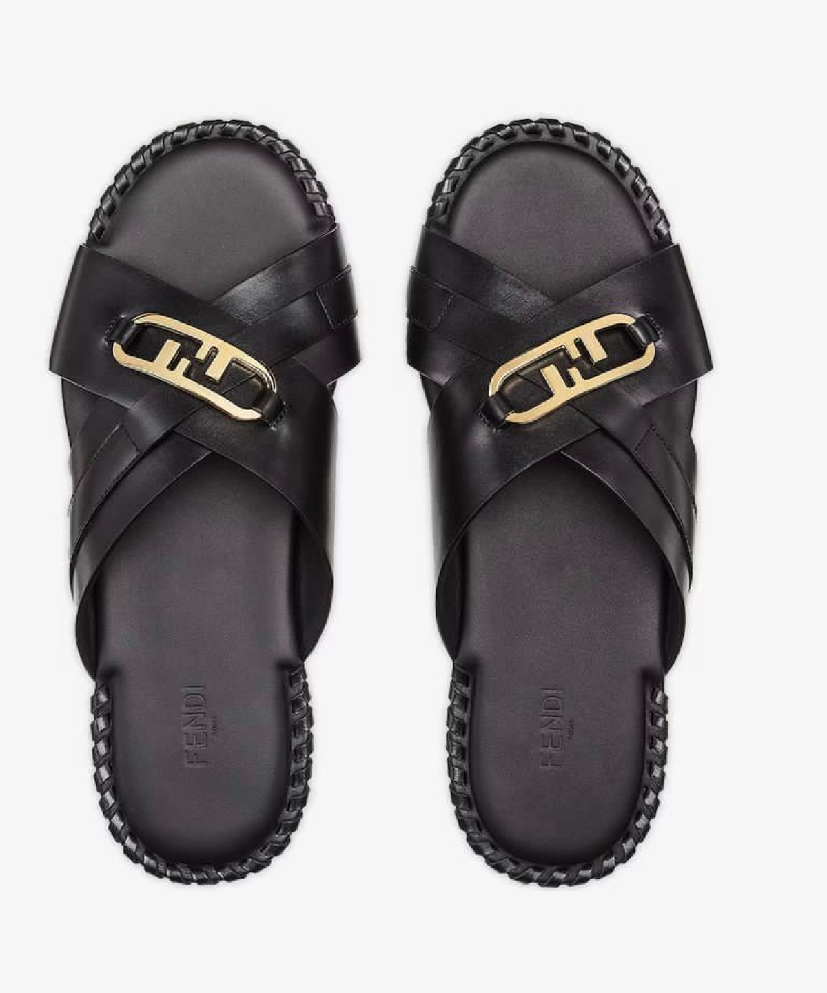 【FENDI】O LOCK SLIDES black / brown Fendi O'Lock Sandals – THELUXESHOPPER