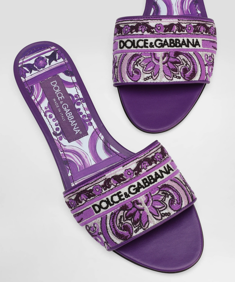 Dolce & Gabbana Maiolica Embroidered Slides