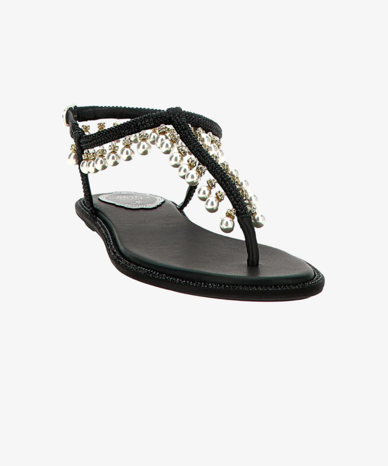 Rene Caovilla Diana Pearl Flat Sandals
