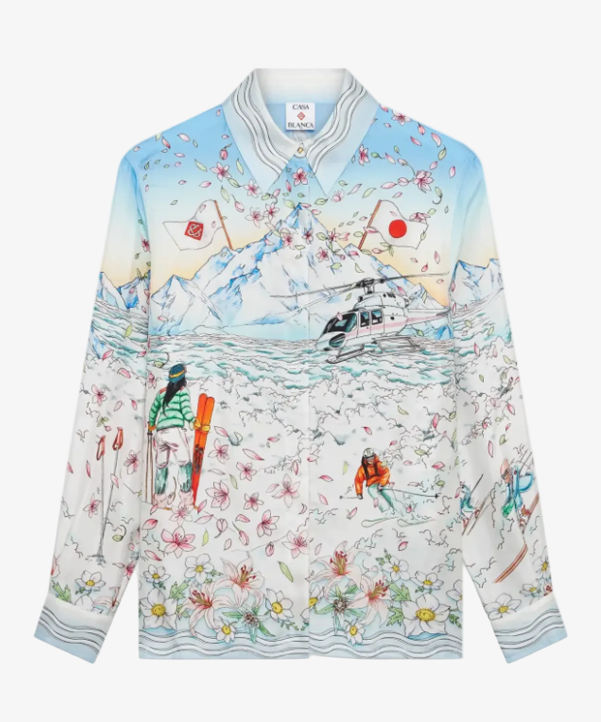 Casablanca L'Hiver Fleuri LS Silk Shirt