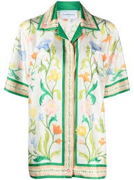 CASABLANCA LARCHIE FLEURIE SILK SS SHIRT/M