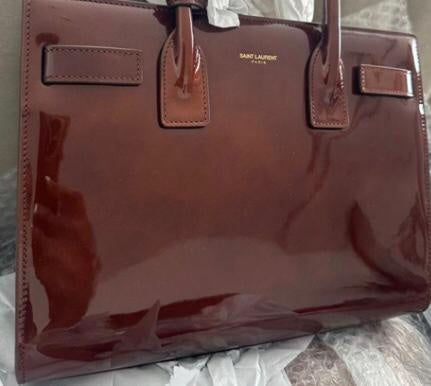 SAINT LAURENT SAC DE JOUR/BABY/BROWN/PATTINA EFFECT/PATENT