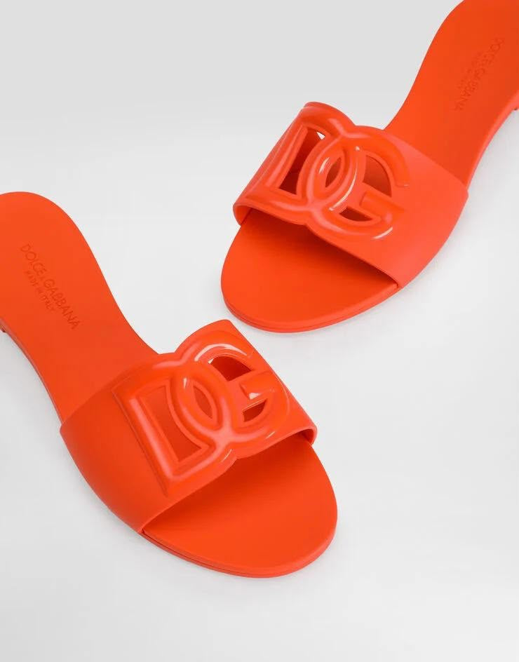 DOLCE & GABBANA BIANCA SLIDES/ORANGE/RUBBER